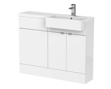 Hudson Reed Fusion 1100mm Combination Unit & Right Hand Semi Recessed Basin Contemp Gloss White MFC Painted Gloss 904x1105x360mm - CBI151 - JJ Building Materials