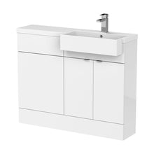 Hudson Reed Fusion 1100mm Combination Unit & Right Hand Semi Recessed Basin Contemp Gloss White MFC Painted Gloss 904x1105x360mm - CBI151 - JJ Building Materials