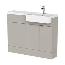 Hudson Reed Fusion 1100mm Combination Unit & Right Hand Semi Recessed Basin Contemp Pebble Grey MFC Smooth Matt 904x1103x355mm - CBI3247 - JJ Building Materials
