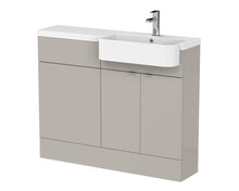 Hudson Reed Fusion 1100mm Combination Unit & Right Hand Semi Recessed Basin Contemp Pebble Grey MFC Smooth Matt 904x1103x355mm - CBI3247 - JJ Building Materials