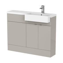 Hudson Reed Fusion 1100mm Combination Unit & Right Hand Semi Recessed Basin Contemp Pebble Grey MFC Smooth Matt 904x1103x355mm - CBI3251 - JJ Building Materials