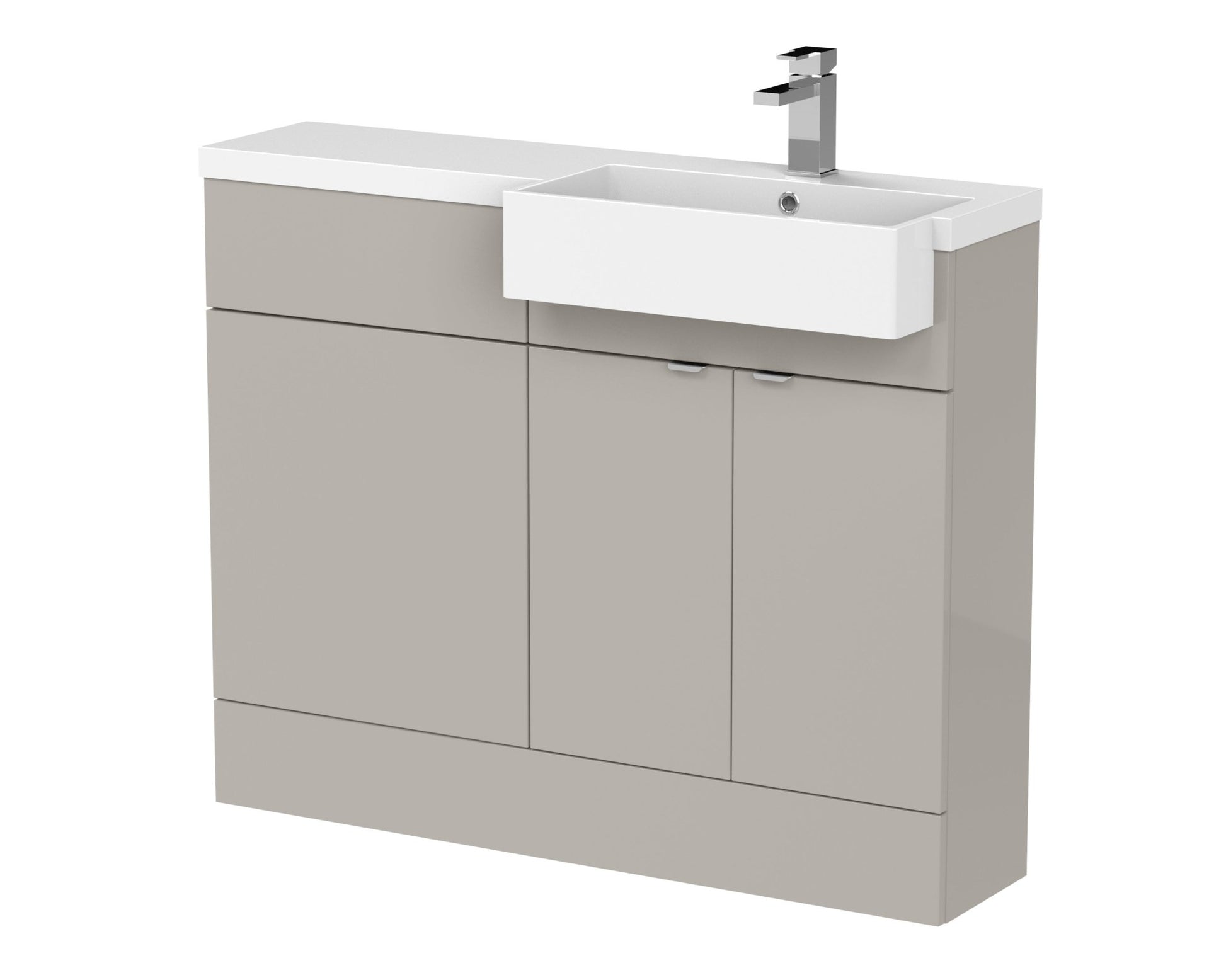 Hudson Reed Fusion 1100mm Combination Unit & Right Hand Semi Recessed Basin Contemp Pebble Grey MFC Smooth Matt 904x1103x355mm - CBI3251 - JJ Building Materials