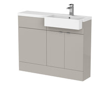 Hudson Reed Fusion 1100mm Combination Unit & Right Hand Semi Recessed Basin Contemp Pebble Grey MFC Smooth Matt 904x1103x355mm - CBI3251 - JJ Building Materials