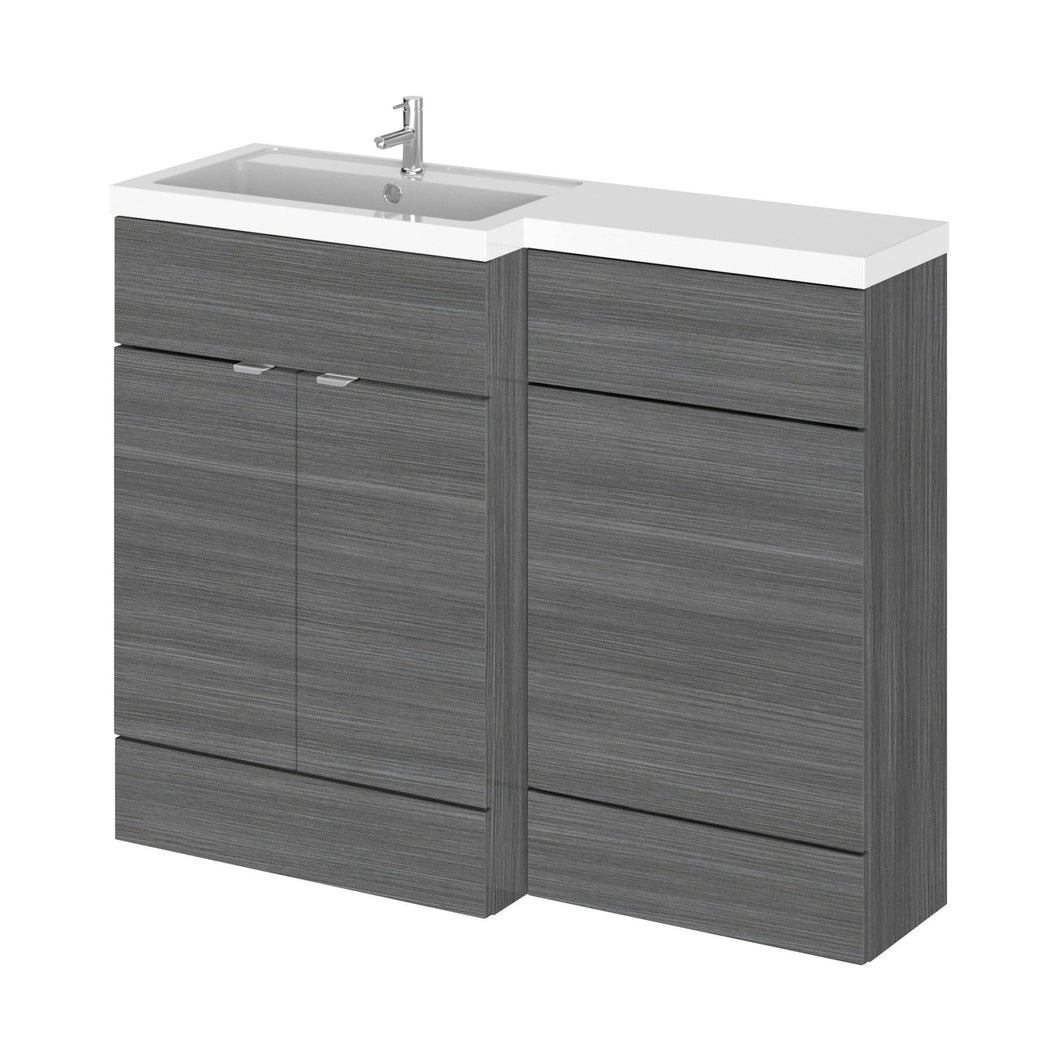 Hudson Reed Fusion 1100mm Left Hand Combination Contemp Anthracite Woodgrain MFC Textured Woodgrain 904x1105x360mm - JJ Building Materials