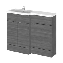 Hudson Reed Fusion 1100mm Left Hand Combination Contemp Anthracite Woodgrain MFC Textured Woodgrain 904x1105x360mm - JJ Building Materials
