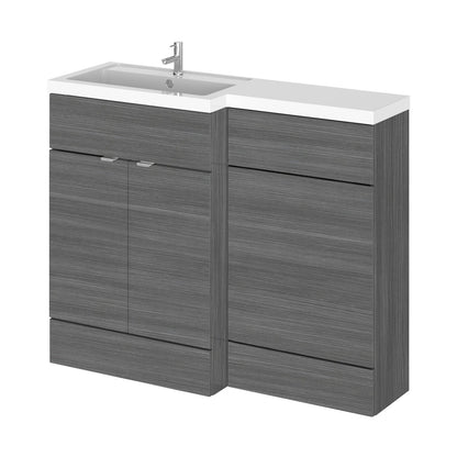 Hudson Reed Fusion 1100mm Left Hand Combination Contemp Anthracite Woodgrain MFC Textured Woodgrain 904x1105x360mm - JJ Building Materials