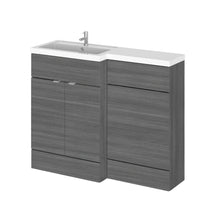 Hudson Reed Fusion 1100mm Left Hand Combination Contemp Anthracite Woodgrain MFC Textured Woodgrain 904x1105x360mm - JJ Building Materials