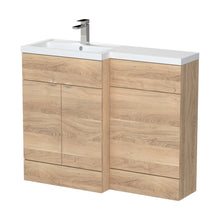 Hudson Reed Fusion 1100mm Left Hand Combination Contemp Bleached Oak MFC Textured Woodgrain 904x1103x355mm - JJ Building Materials