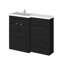 Hudson Reed Fusion 1100mm Left Hand Combination Contemp Charcoal Black MFC Textured Woodgrain 904x1105x360mm - JJ Building Materials