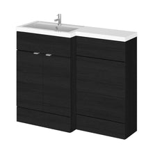 Hudson Reed Fusion 1100mm Left Hand Combination Contemp Charcoal Black MFC Textured Woodgrain 904x1105x360mm - JJ Building Materials
