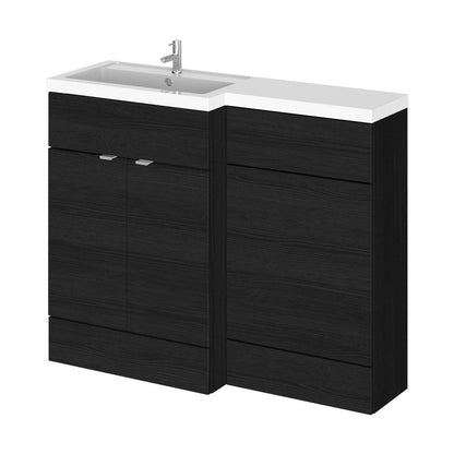 Hudson Reed Fusion 1100mm Left Hand Combination Contemp Charcoal Black MFC Textured Woodgrain 904x1105x360mm - JJ Building Materials