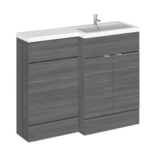 Hudson Reed Fusion 1100mm Right Hand Combination Contemp Anthracite Woodgrain MFC Textured Woodgrain 904x1105x360mm - JJ Building Materials