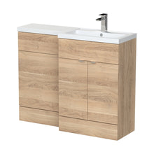Hudson Reed Fusion 1100mm Right Hand Combination Contemp Bleached Oak MFC Textured Woodgrain 904x1103x355mm - JJ Building Materials