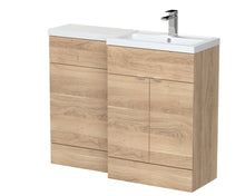 Hudson Reed Fusion 1100mm Right Hand Combination Contemp Bleached Oak MFC Textured Woodgrain 904x1103x355mm - JJ Building Materials