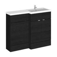 Hudson Reed Fusion 1100mm Right Hand Combination Contemp Charcoal Black MFC Textured Woodgrain 904x1105x360mm - JJ Building Materials