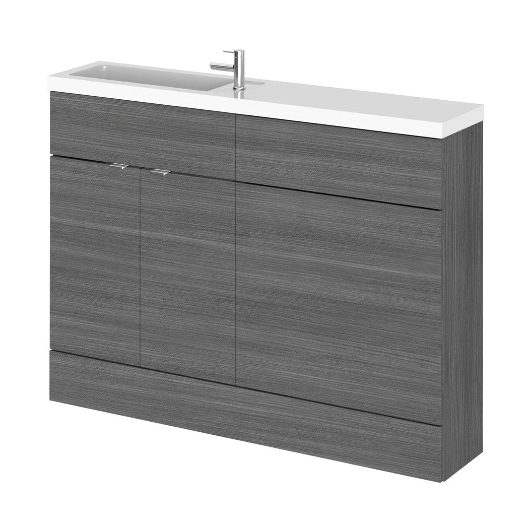 Hudson Reed Fusion 1200mm Combination - Compact Contemp Anthracite Woodgrain MFC Textured Woodgrain 904x1205x260mm - JJ Building Materials