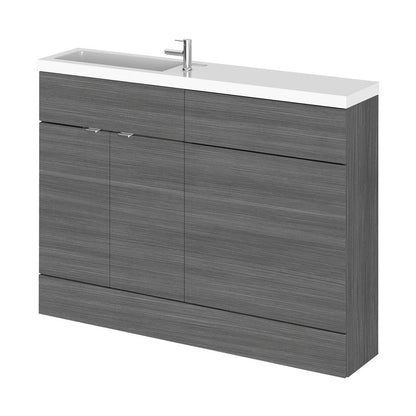 Hudson Reed Fusion 1200mm Combination - Compact Contemp Anthracite Woodgrain MFC Textured Woodgrain 904x1205x260mm - JJ Building Materials