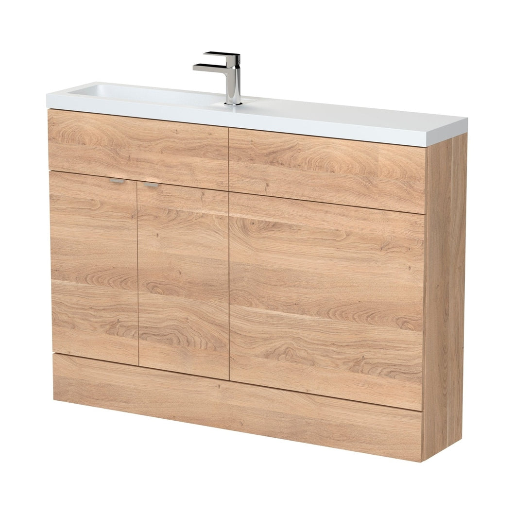Hudson Reed Fusion 1200mm Combination - Compact Contemp Bleached Oak MFC Textured Woodgrain 904x1203x255mm - JJ Building Materials
