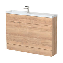 Hudson Reed Fusion 1200mm Combination - Compact Contemp Bleached Oak MFC Textured Woodgrain 904x1203x255mm - JJ Building Materials