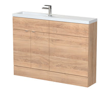 Hudson Reed Fusion 1200mm Combination - Compact Contemp Bleached Oak MFC Textured Woodgrain 904x1203x255mm - JJ Building Materials