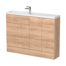 Hudson Reed Fusion 1200mm Combination - Compact Contemp Bleached Oak MFC Textured Woodgrain 904x1205x255mm - JJ Building Materials