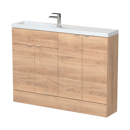 Hudson Reed Fusion 1200mm Combination - Compact Contemp Bleached Oak MFC Textured Woodgrain 904x1205x255mm - JJ Building Materials