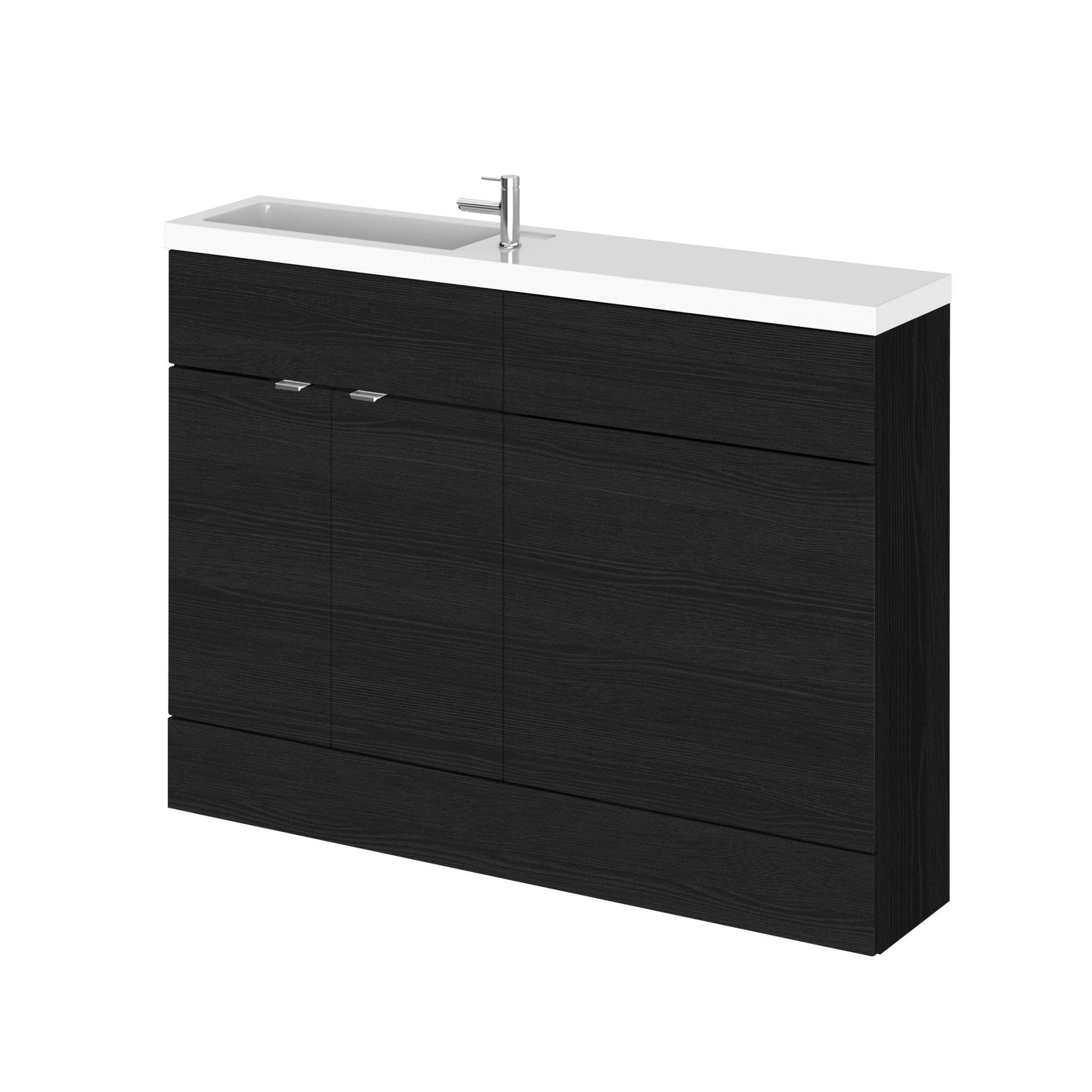 Hudson Reed Fusion 1200mm Combination - Compact Contemp Charcoal Black MFC Textured Woodgrain 904x1205x260mm - CBI608 - JJ Building Materials