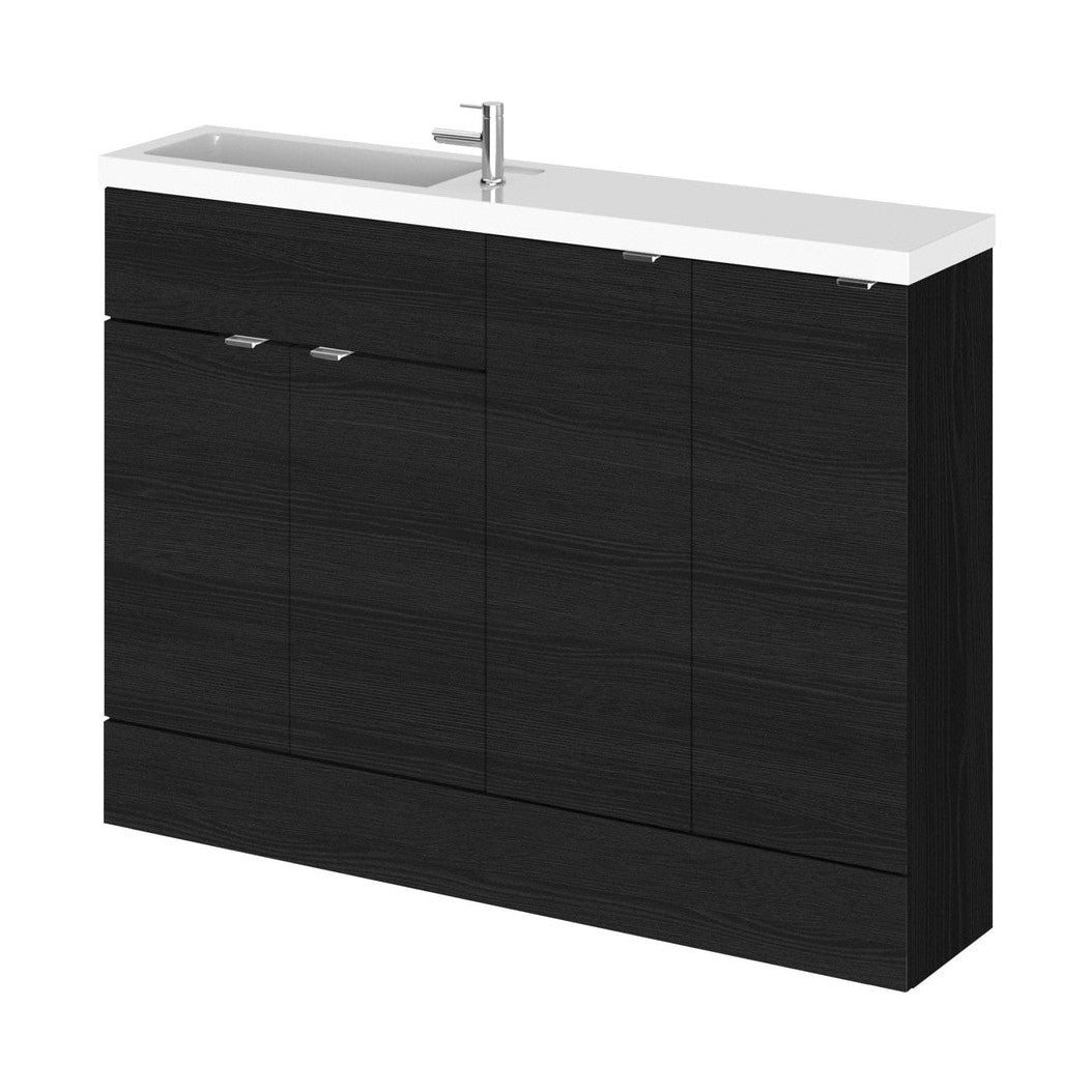 Hudson Reed Fusion 1200mm Combination - Compact Contemp Charcoal Black MFC Textured Woodgrain 904x1205x260mm - CBI625 - JJ Building Materials