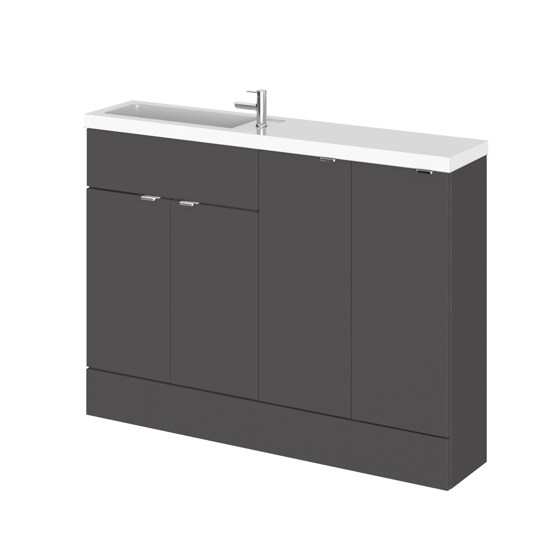 Hudson Reed Fusion 1200mm Combination - Compact Contemp Gloss Grey MFC Painted Gloss 904x1205x260mm - CBI925 - JJ Building Materials