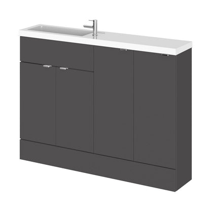 Hudson Reed Fusion 1200mm Combination - Compact Contemp Gloss Grey MFC Painted Gloss 904x1205x260mm - CBI925 - JJ Building Materials