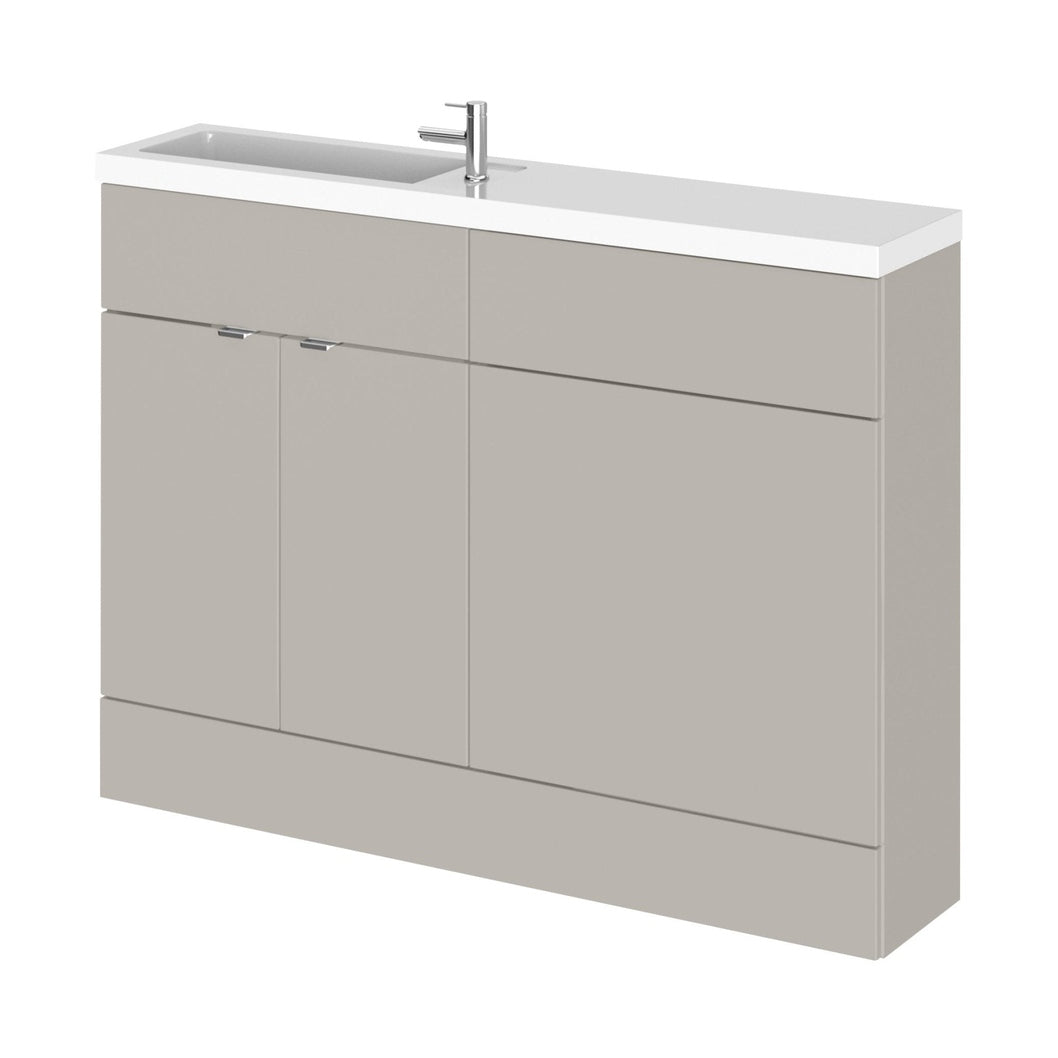 Hudson Reed Fusion 1200mm Combination - Compact Contemp Pebble Grey MFC Smooth Matt 904x1203x255mm - JJ Building Materials