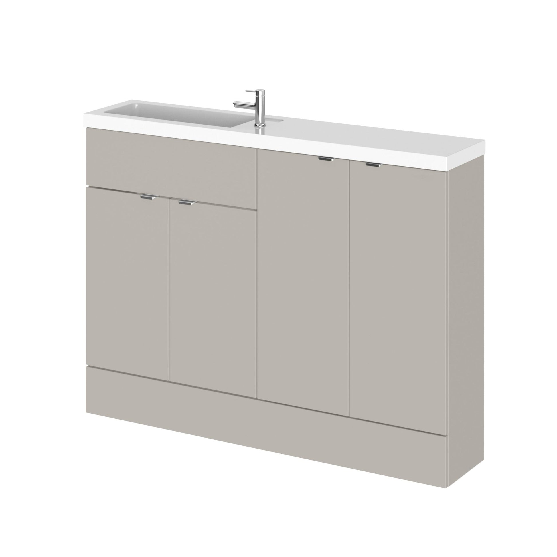 Hudson Reed Fusion 1200mm Combination - Compact Contemp Pebble Grey MFC Smooth Matt 904x1205x255mm - JJ Building Materials