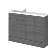 Hudson Reed Fusion 1200mm Combination Contemp Anthracite Woodgrain MFC Textured Woodgrain 904x1205x260mm - JJ Building Materials