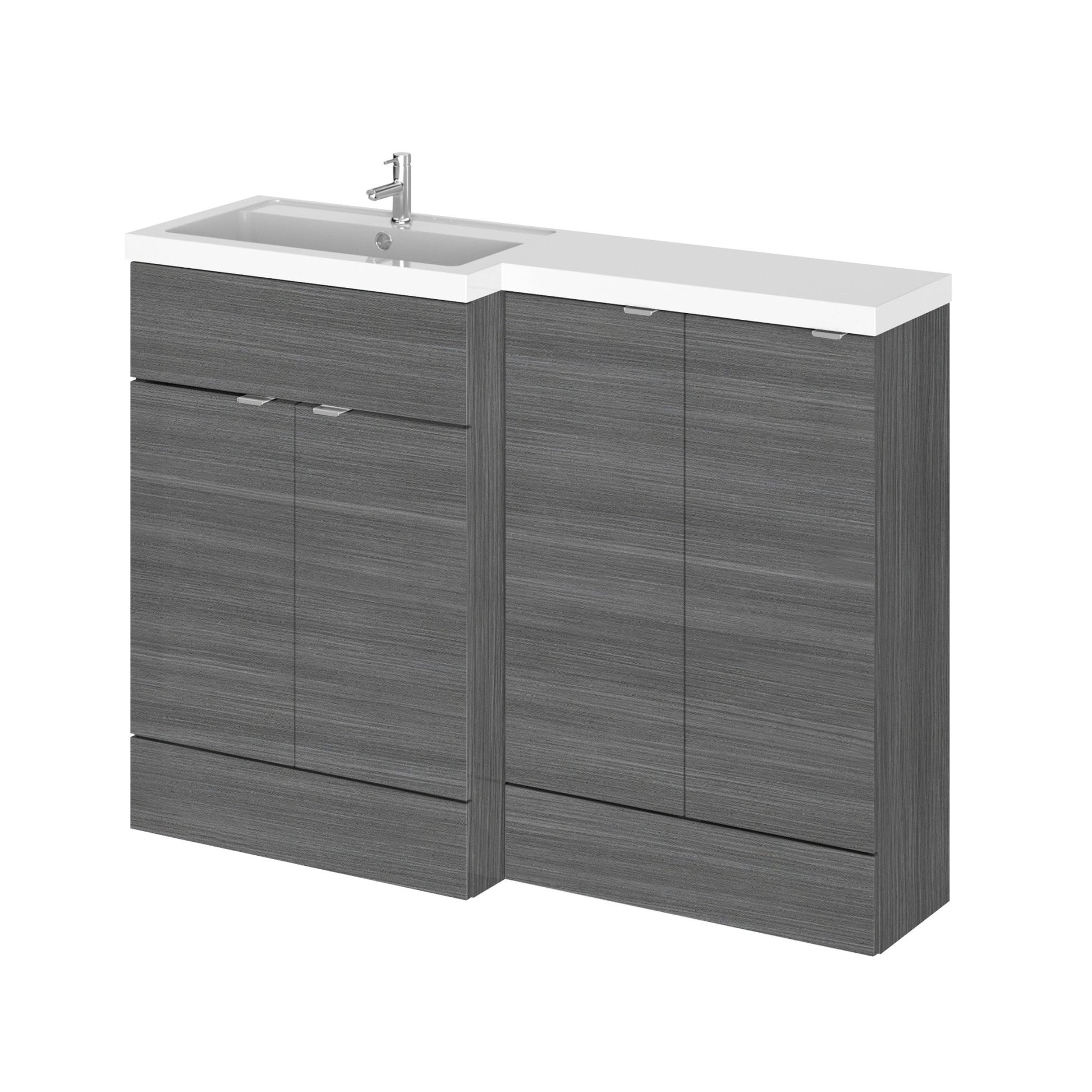 Hudson Reed Fusion 1200mm Left Hand Combination Contemp Anthracite Woodgrain MFC Textured Woodgrain 904x1205x360mm - CBI511 - JJ Building Materials