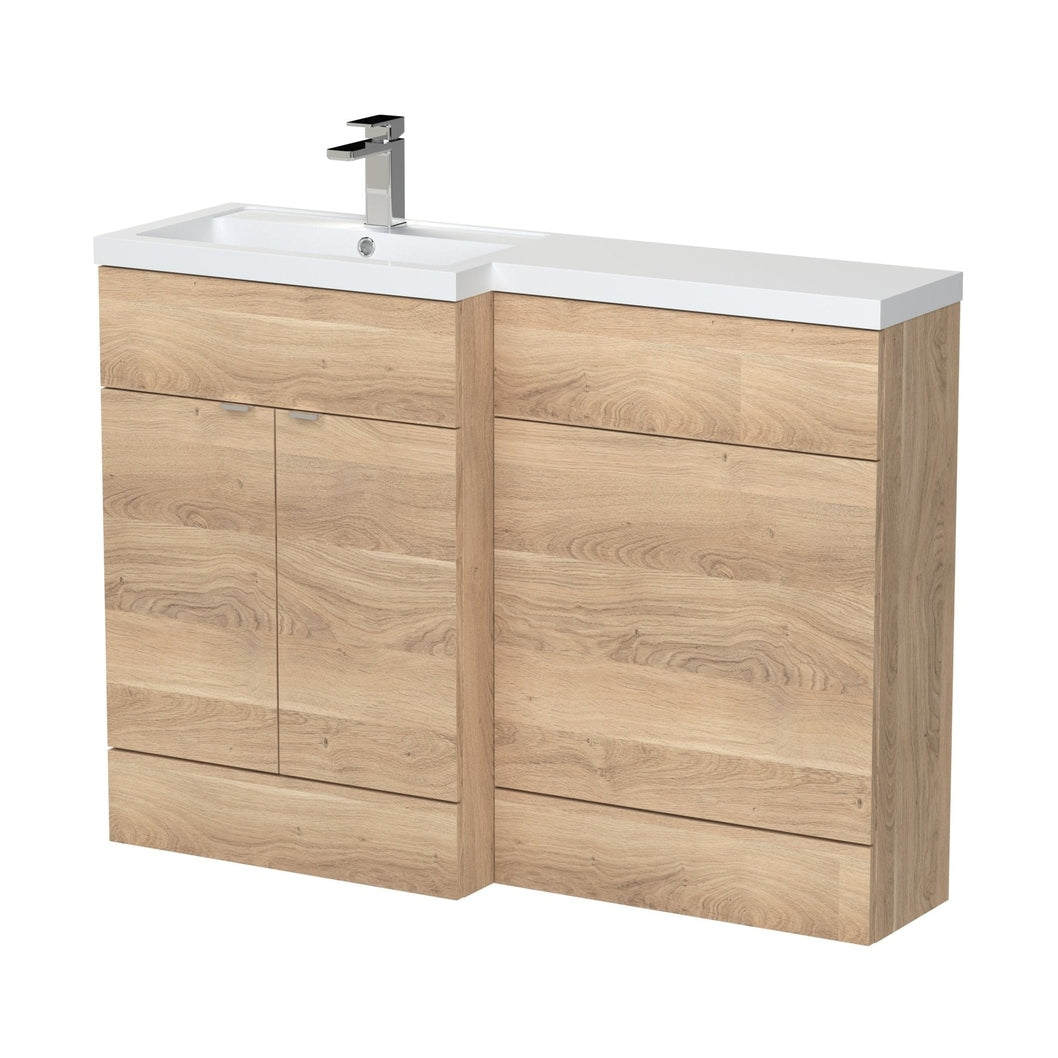 Hudson Reed Fusion 1200mm Left Hand Combination Contemp Bleached Oak MFC Textured Woodgrain 904x1203x355mm - CBI3009 - JJ Building Materials