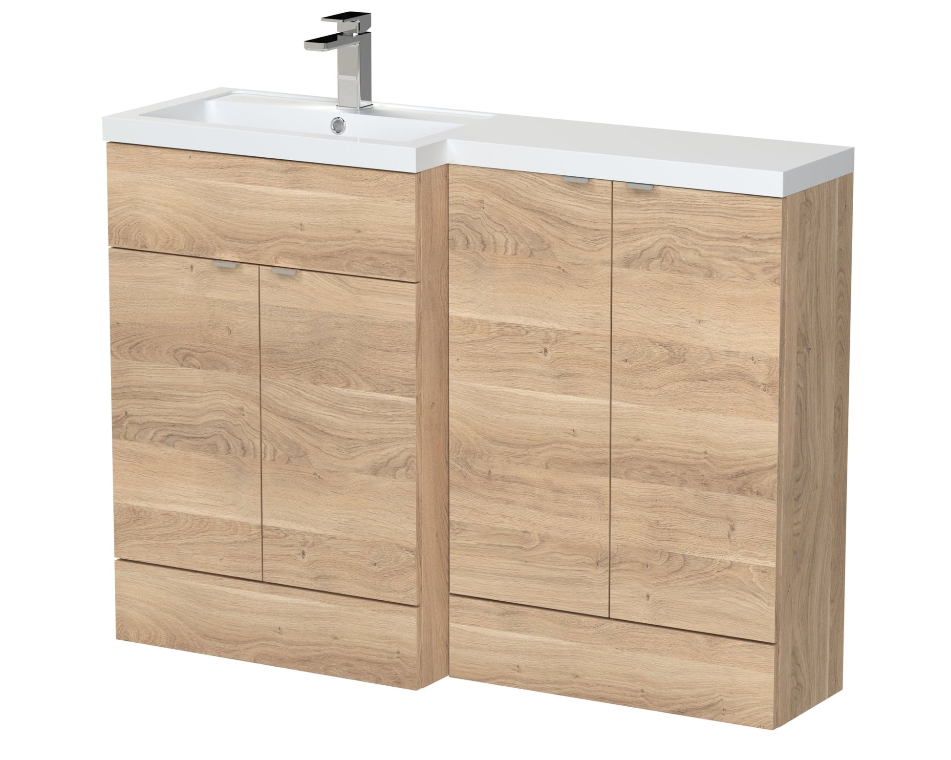 Hudson Reed Fusion 1200mm Left Hand Combination Contemp Bleached Oak MFC Textured Woodgrain 904x1203x355mm - CBI3011 - JJ Building Materials