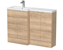 Hudson Reed Fusion 1200mm Left Hand Combination Contemp Bleached Oak MFC Textured Woodgrain 904x1203x355mm - CBI3011 - JJ Building Materials