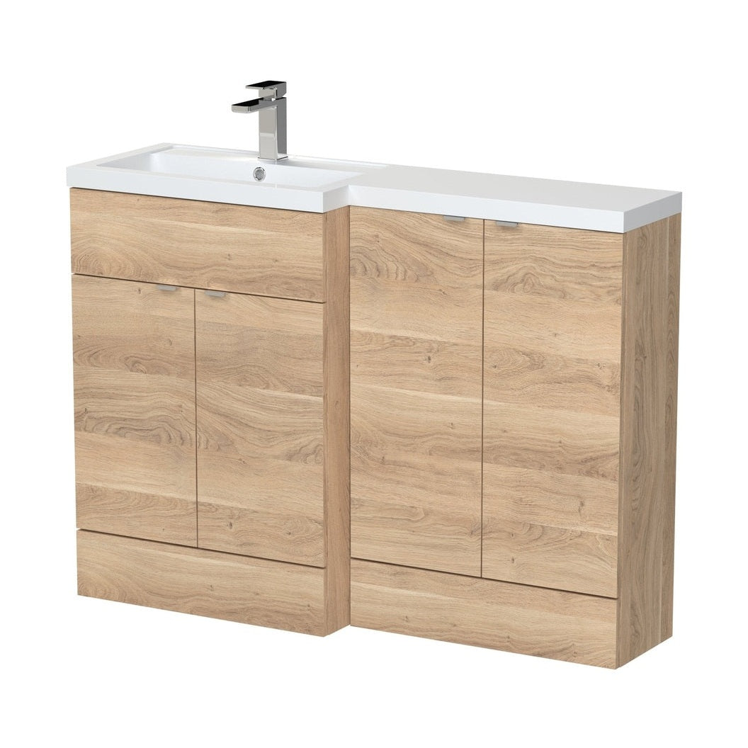 Hudson Reed Fusion 1200mm Left Hand Combination Contemp Bleached Oak MFC Textured Woodgrain 904x1203x355mm - CBI3011 - JJ Building Materials