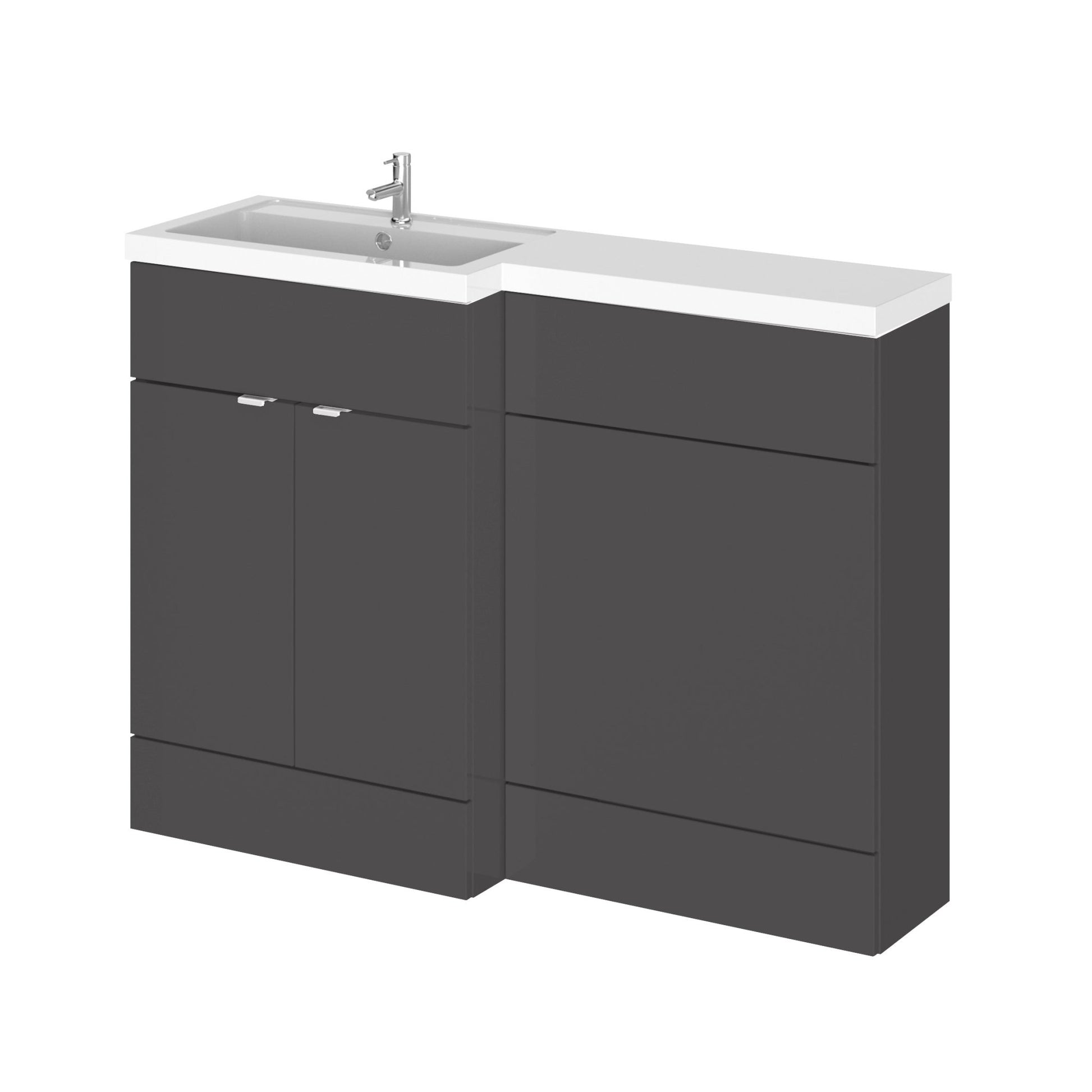 Hudson Reed Fusion 1200mm Left Hand Combination Contemp Gloss Grey MFC Painted Gloss 904x1205x360mm - CBI909 - JJ Building Materials