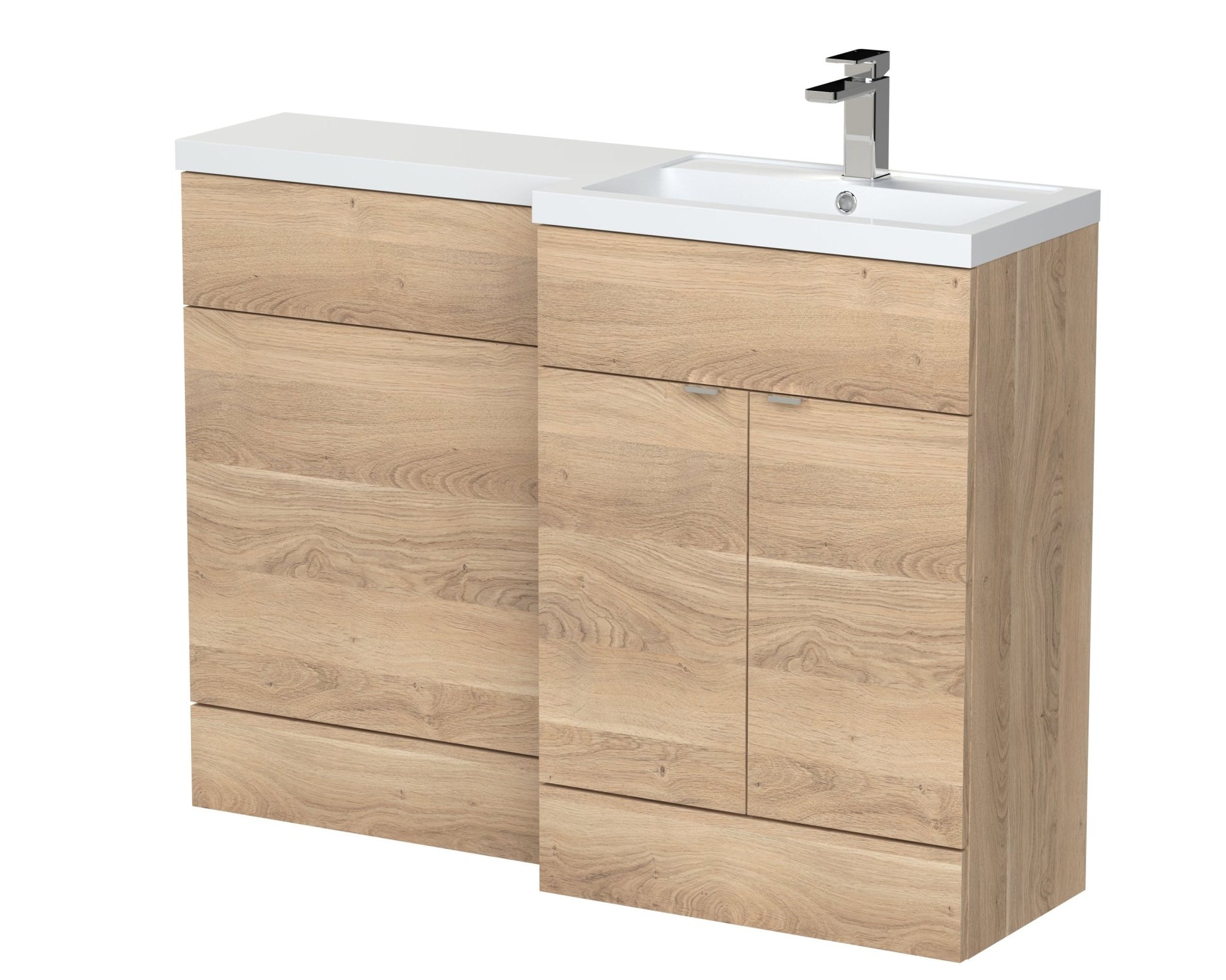 Hudson Reed Fusion 1200mm Right Hand Combination Contemp Bleached Oak MFC Textured Woodgrain 904x1203x355mm - CBI3010 - JJ Building Materials