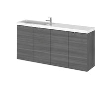 Hudson Reed Fusion 1200mm Vanity Unit & Basin - Compact Contemp Anthracite Woodgrain MFC Textured Woodgrain 579x1205x260mm - JJ Building Materials