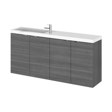 Hudson Reed Fusion 1200mm Vanity Unit & Basin - Compact Contemp Anthracite Woodgrain MFC Textured Woodgrain 579x1205x260mm - JJ Building Materials
