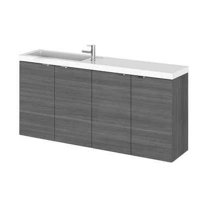 Hudson Reed Fusion 1200mm Vanity Unit & Basin - Compact Contemp Anthracite Woodgrain MFC Textured Woodgrain 579x1205x260mm - JJ Building Materials