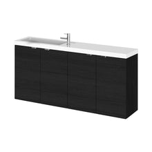 Hudson Reed Fusion 1200mm Vanity Unit & Basin - Compact Contemp Charcoal Black MFC Textured Woodgrain 579x1205x260mm - JJ Building Materials