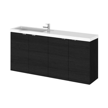Hudson Reed Fusion 1200mm Vanity Unit & Basin - Compact Contemp Charcoal Black MFC Textured Woodgrain 579x1205x260mm - JJ Building Materials
