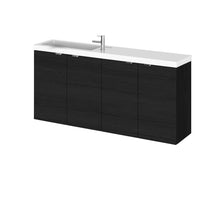 Hudson Reed Fusion 1200mm Vanity Unit & Basin - Compact Contemp Charcoal Black MFC Textured Woodgrain 579x1205x260mm - JJ Building Materials