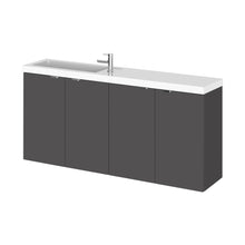 Hudson Reed Fusion 1200mm Vanity Unit & Basin - Compact Contemp Gloss Grey MFC Painted Gloss 579x1205x260mm - JJ Building Materials