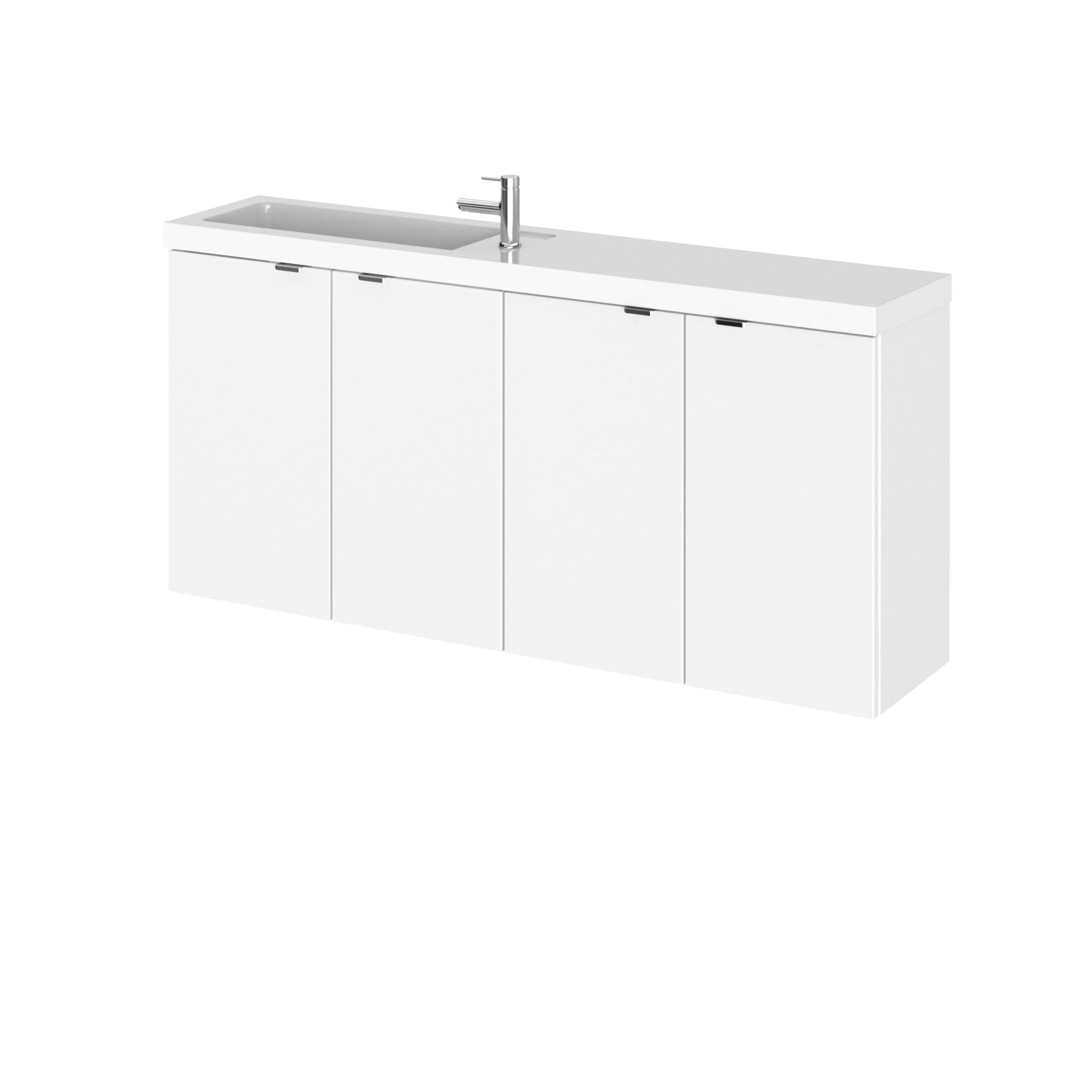 Hudson Reed Fusion 1200mm Vanity Unit & Basin - Compact Contemp Gloss White MFC Painted Gloss 579x1205x260mm - JJ Building Materials