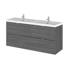Hudson Reed Fusion 1200mm Vanity Unit & Double Basin Contemp Anthracite Woodgrain MFC Textured Woodgrain 579x1205x360mm - CBI532 - JJ Building Materials