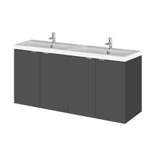 Hudson Reed Fusion 1200mm Vanity Unit & Double Basin Contemp Gloss Grey MFC Painted Gloss 579x1205x360mm - CBI933 - JJ Building Materials
